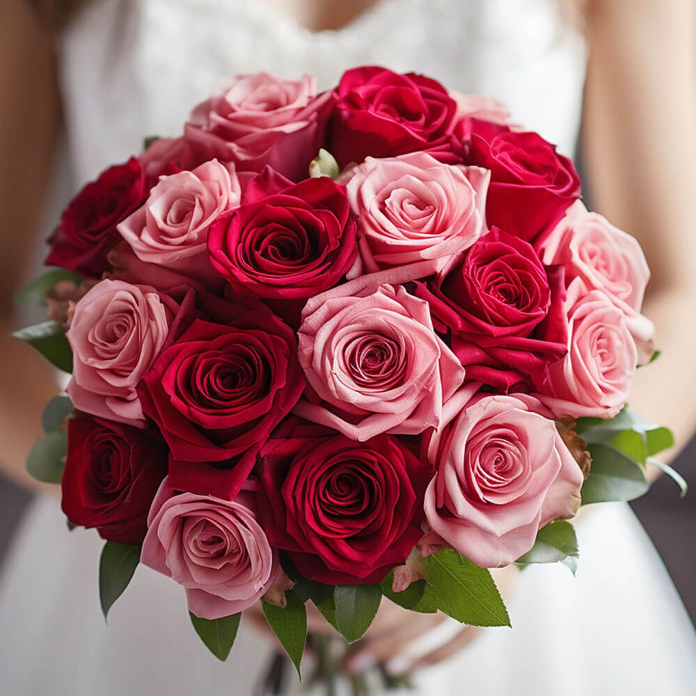 Premium rode en roze rozen
